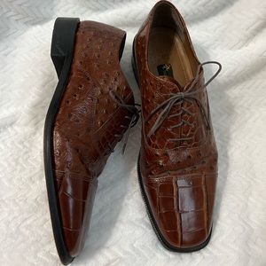 Stacy Adams Leather Men’s Dress Shoes Embossed with Reptile and Ostrich Texture